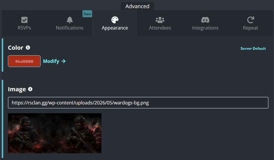 Sesh event image URL configuration