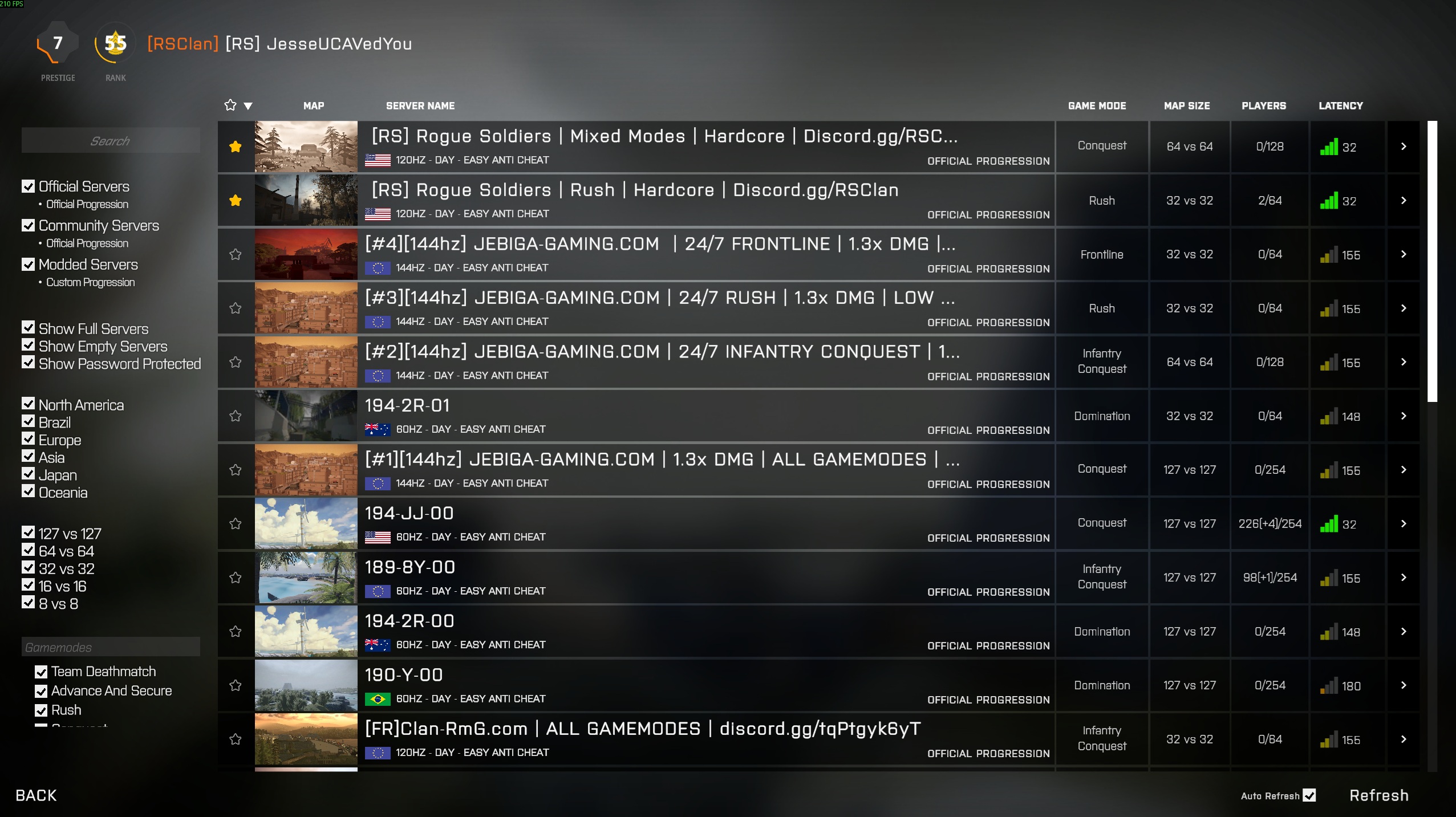 BattleBit Server Browser list